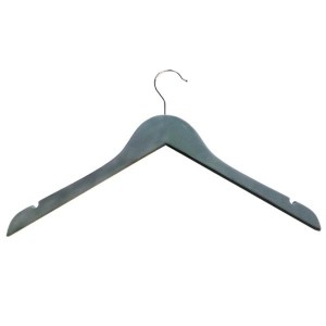 Wooden hanger lined with rubber with notches, 44 centimeters.