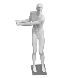 Realistic Mannequin Man Playing golf White Matte 