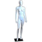 White lacquered lady mannequin with profiled hair and natural pose