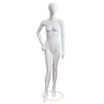 Mannequin femme laqué blanc avec pose droite et main sur la hanche 