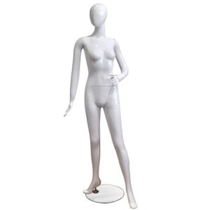 Mannequin laqué blanc dame avec jambe vers l'avant et la main sur la hanche 