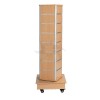 Rotating tower display of slats with wheels for exhibition of products gray color 