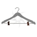 Beech wood hanger lacquered with notches and clips 40 cm. Gray. 