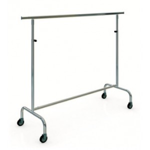 Stackable metal coat rack with wheels 150 cm wide. and adjustable height.