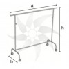 Stackable metal coat rack with wheels 150 cm wide. and adjustable height. Measurements.