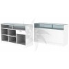 Counter with top window of 180 cm. wide, white.