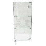 Exhibitor glass display cabinet with two shelves and wooden base with lock