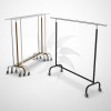 Stackable metal coat rack with wheels of fixed height and adjustable width