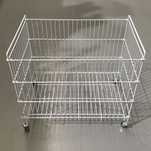 Folding basket with wheels for product display