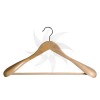 Wooden hanger with bar and shoulder pads and 45 cm. natural