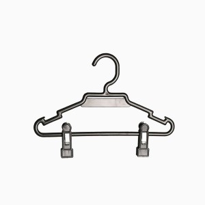 Round plastic hanger with bar, notches and clips 27 cm. (100 units)