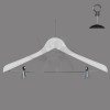 Flat plastic hanger with clips 43 cm. white with anti-theft security hook
