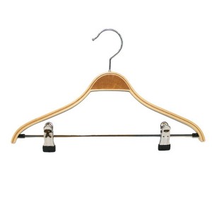 Laminated wooden hanger with clips