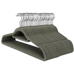 Velvet non-slip hanger with double bar and double notch, 44 cm. (100 units)