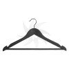 Curved wooden hanger with bar and notches 45 cm. black