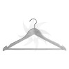 Curved wooden hanger with bar and notches 45 cm. silver