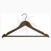 Curved wooden hanger with bar and notches 45 cm. walnut