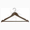 Curved wooden hanger with bar and notches 45 cm. walnut