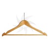 Curved wooden hanger with bar and notches 45 cm. natural with anti-theft security hook