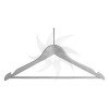 Curved wooden hanger with bar and notches 45 cm. silver with anti-theft security hook