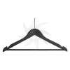 Curved wooden hanger with bar and notches 45 cm. black with anti-theft security hook