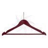 Curved wooden hanger with bar and notches 45 cm. mahogany with anti-theft security hook
