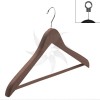 Curved wooden hanger with bar 45 cm. walnut