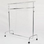 Metallic clothes rack with wheels width 150cm. extensible and height adjustable with double bars