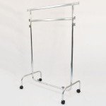 Metallic clothes rack with wheels width 100cm. extensible and height adjustable with double bars