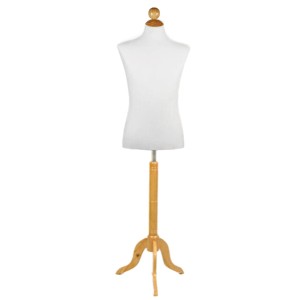 Pack Male bust form mannequin + Classic tripod wooden base + Flat wooden cap ball top