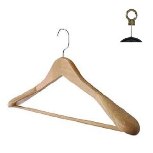 Cintre en bois de hêtre avec bar et épaulettes 45 cm.