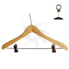 Curved beechwood hanger with clips 45 cm. with anti-theft security security hook