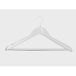 Curved wooden hanger with bar and notches 45 cm.