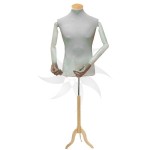 Pack Men's bust mannequin with articulated arms + wooden tripod base + flat wooden top